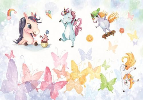Fototapete Schlafzimmer Kinderzimmer 3D Tapeten 3D Effekt Wohnzimmer Einfaches Aquarell Blumen Schmetterling Weißes Pferd Wandposter Xxl Waterfall Weiß Grau Blumen Wald Natur Mustertapete