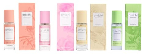 AMICHI - Colonias Mujer Azahar Dream + Intense Bouquet + Mandarine Musk + Fruity Rose, Pack de 4 x 12 ml, Formato Viaje en Spray, Perfume, Eau de Toilette Femenina, Fragancia Fresca
