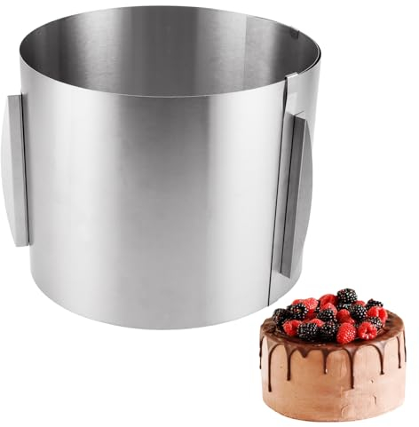YAYODS 1 Anello per Torte, Anello Regolabile per Torta Alto 20 cm, Stampo per Torta in Acciaio Inox Ø 16-30 cm, Anello Rotondo con Scala per la Preparazione di Torte e Torte
