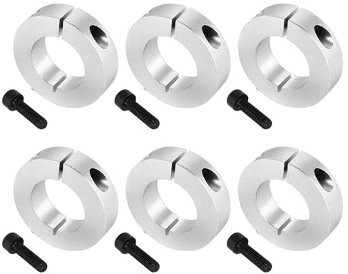 yotutun Geteilte Stellringe, 6 Stück Stellringe 20mm, Stellring 20mm Achse, Aluminiumlegierung Tiefenanschlagringe, Klemm Wellenmanschette Achskappen, Achskappen Schubkarrenrad für Sackkarren