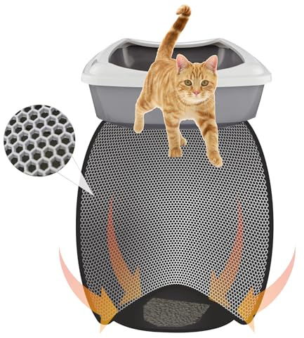 Bypet Matta för kattlåda, kattsandsmatta kattlåda, underlägg, bikakedesign, kattlåda, matta, vattentät, dubbla lager, design, bikugmatta (oval 4060)