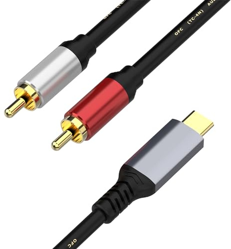 USB C to RCA Audio Cable, USB Type C to 2RCA Male Jack Plug Adapter, RCA to USB C Audio Stereo Y Splitter Cord Compatible with iPad Pro 2021, Samsung S21 Ultra S20 Note20 Tab S7 (1.5m/59inch)