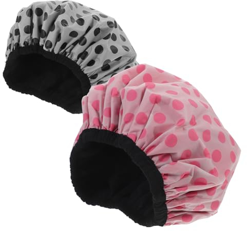 Gogogmee Duschhaube für Damen mit Gummiband wiederverwendbar stilvolle 3-lagige Bademütze Haarschutz für langes und lockiges Haar