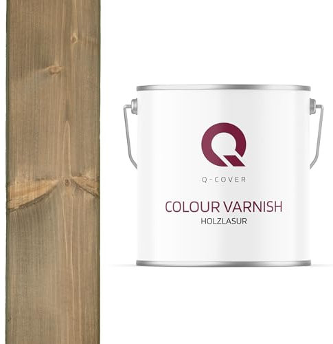 Q-Cover Holzlasur Grau-beige 7006, 5L (ca.25m²-1 Anstrich) Satin Holzschutz Holzschutzlasur Lasur Wasserbasierte Innen Außen Lasur Abperleffekt Für Holz