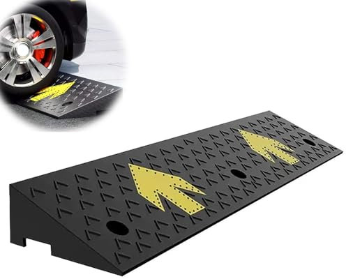 YLKWNG Bordsteinrampe aus Gummi 1 Packung Schwellenrampe Robuste Auffahrtsrampe Auto-Bordsteinrampe für Motorrad Laderampe Rollstuhl Garage Gehweg(Rise Height 6cm)