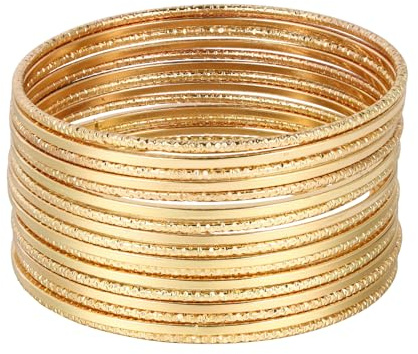 MILAKOO Layered Stackable Bangle Set für Frauen Trendy Minimlist Textured Boho Braelets Trendy Eleganz