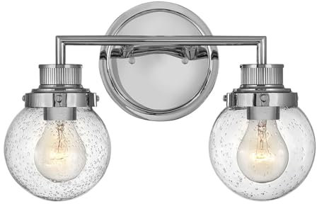 Licht-Erlebnisse Wandlampe Badezimmer IP44 in Chrom B: 37,3 cm 2x E27 Kugel Schirm Vintage Design Wandleuchte Spiegel Lampe Badlampe Wand