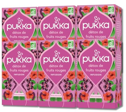 Pukka | Infusion Bio Détox de Fruits Rouges | Infusion Biologique et Ayurvédique, Issue du Commerce Équitable 120 Sachets | Lot de 6x20 sachets
