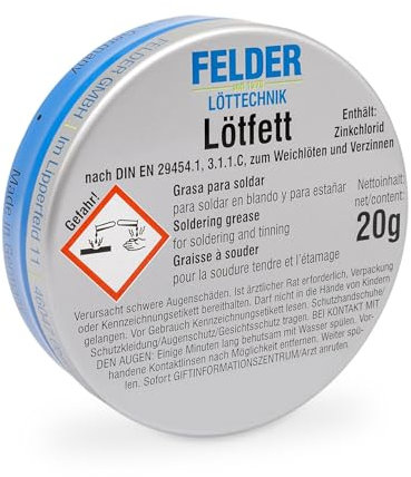 GALLUNOPTIMAL by FELDER Lötfett für allgemeine Weichlötarbeiten an Kupfer und Kupferlegierungen, korrosiv F-SW 12, 20 g Dose - GOFT20