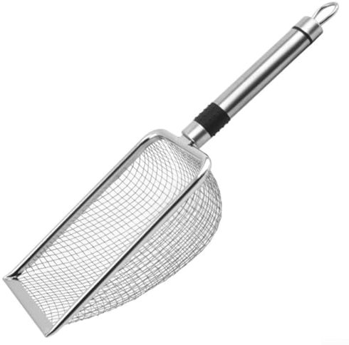 Pala per setacciare il terreno, in acciaio inossidabile, con manico, per giardinaggio e agricoltura (2,8 mm)