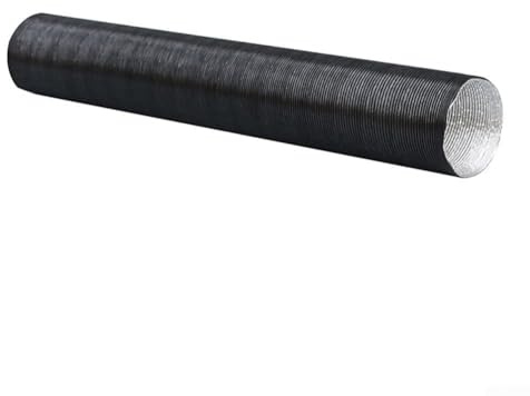 Elchuiaby Lufteinlassschlauch aus Aluminiumfolie, 50 mm, Heizungsk für Webasto-Dieselheizungen, dehnbar, schwarz (100 cm)