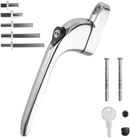 WODSTA UPVC Window Handle Chrome 1PCS Lockable Window Handle Zinc Window Handles for UPVC Windows with Key |Sleek Chrome Finish| |Multi Spindles|