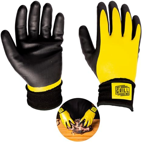 Hey Grill Hey Pitmaster Handschuhe | Grillhandschuhe | Hitzeschutz bis 260 °C | hohe Temperaturbeständigkeit | feuerfester Handschuh zum Grillen Räuchern | waschbare Handschuhe | wasserdicht | Größe L