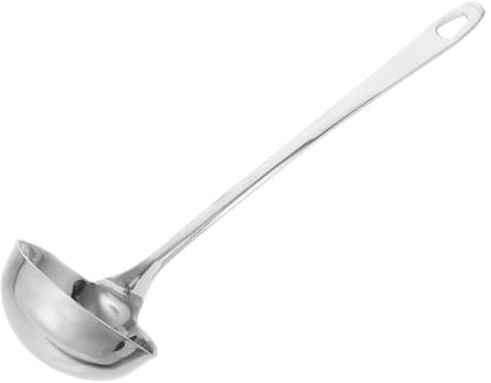 VALICLUD Louche à Soupe Double Bec en Acier Inoxydable 30 Cm, Cuillère Ménagère Résistante avec Manche Long, Versage Précis, pour Maison Cuisine Professionnelle,