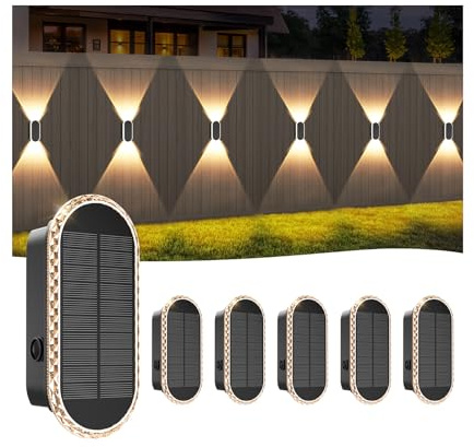 Utomhus solcell, solcellslampor, 6 st solcellslampor, 3 000/4 000/6 000 K, vattentät solarlampa för staket, vägg, terrass, trädgård, balkongdekoration