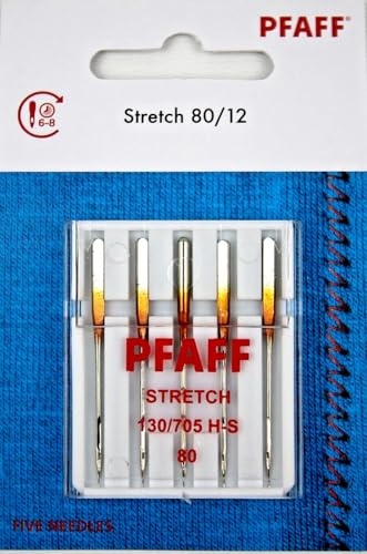 PFAFF 5 Nähmaschinennadeln 130/705H Stretch Stärke 80 für elastische Stoffe z.B. Jersey
