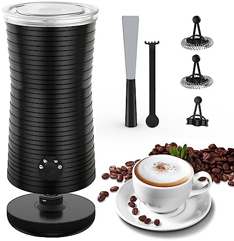 Morpilot Mousseur à Lait Électrique 4 en 1 à Mousse Chaude et Froide et Chauffe-lait, Emulsionneur Automatique 400W 240ml pour Cappuccino Macchiato Latte