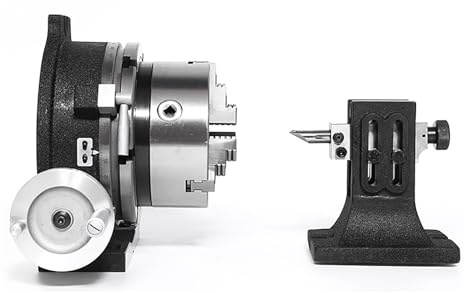 Vassbkkdy 5-Inch 3-Jaw Chuck Dividing Plates Rotary Indexer,Numerical Control Indexing Head Kit, For Drill Press CNC Milling CNC Machines Engraving Machine,Vertical Or Horizontal Use