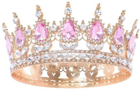 [Geschenkbox verpackt] Vintage Rund Braut Haarschmuck Diadem Krone Hochzeit Deko Damen Crown Strassstein Tiara Königin Krone Geburtstag Tortenaufleger Mädchen Prinzessin Krone Erwachsene