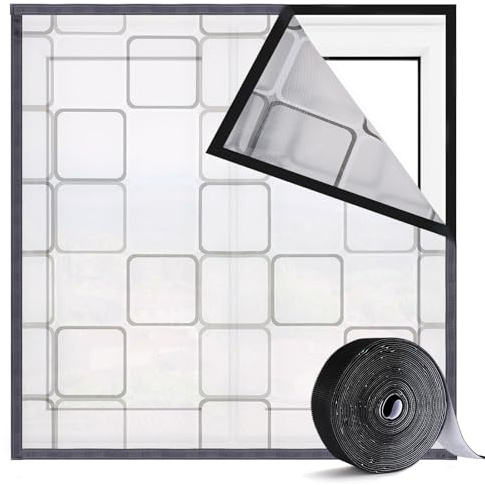 Risareyi Isolierfolie Fenster Thermo Cover 65x110cm, Grau | Thermovorhang Gegen Kälte aus Transluzentes EVA, Fensterdichtungsskits zur Wärmedämmung, mit 2cm Klettband, Nicht Schneidbar