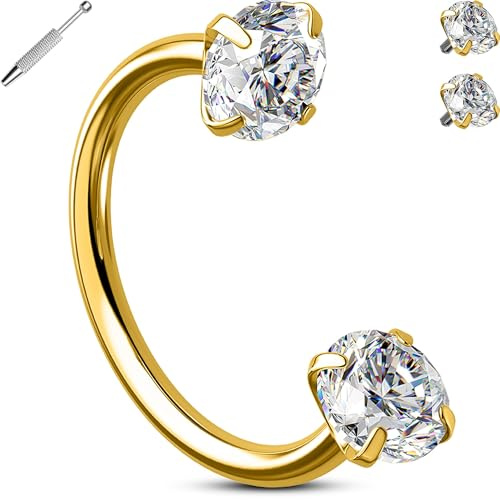 OUFER Body Piercing Horseshoe Nose Rings Hoop 20G/18G Internally Threaded Septum Rings 316L Surgical Steel Nose Piercings Lip Eyebrow Helix Daith Ear Nostrial Piercing Jewelry