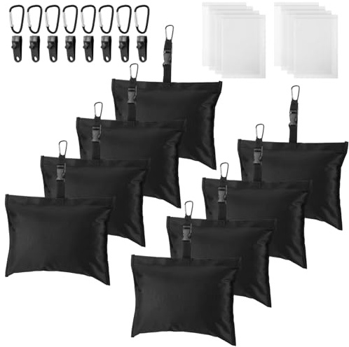 Soulchen Sand Bag for Boat Covers 8/10/12 Pcs Sandbag Mooring Kit Tear-Resistant Weight Sandbag Windproof Weighted Sand Bag Tarp Weight with Carabiner and Tarp Clip Accessories(8 Pack)