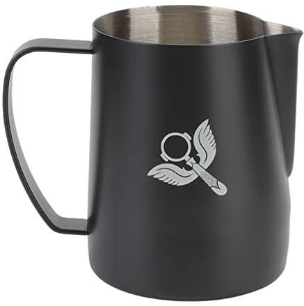 ANKROYU Frothing Cup Milk Frothing Pitcher Stainless Steel Professional Coffee Steaming Pitcher with Eagle Mouth Spout for Barista Home Cafe 600ml 304 Stainless Steel (Noir)