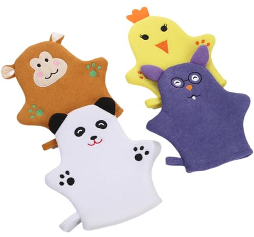 4pcs Baby Waschlappen weiche Cartoon Baby Safe Kinder Waschlappen niedliche Tierwaschhandschuh für Körper für Bath Dusch Jungen Mädchen