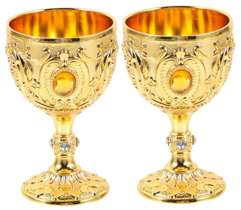 EXAOMBLE 2pezzi Bicchieri Da Liquore Piccoli in Leggero Stile Europeo Retrò Con Incisione Vintage Tazze Riutilizzabili Per Casa e Ufficio Eleganti e Facili Da Pulire