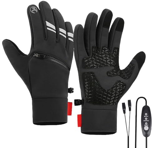 YAOPIU Guantes Térmicos de Trabajo,Guantes Térmicos con Niveles De Calor Táctiles USB con Bolsillos | Manoplas Calefactables para Deportes De Invierno Senderismo Caza Motociclismo - Esquí Snowboard