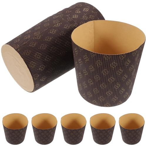 Housoutil 25 Cápsulas de Papel para Hornear Panettone de 4 Pulgadas Moldes para Cupcakes y Muffins Papel Antiadherente Color Café 25 Unidades para Repostería Fiestas y Panadería Casera