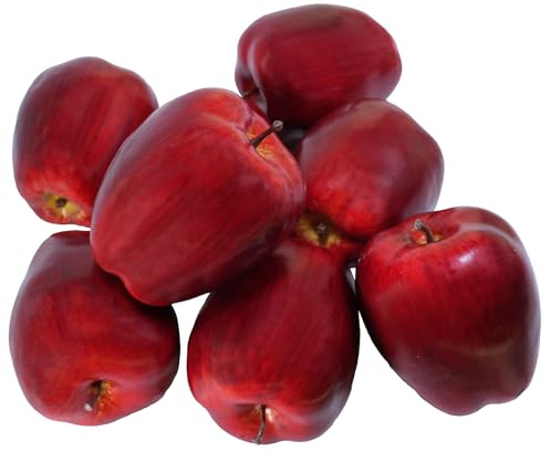 Winlyn Set of 8 Artificial Red Delicious Apples Realistic Decorative Apples Lifelike Simulation Artificial Fruit 3.1 Tall for Home Kitchen Harvest Centerpiece Photo Props Bowl Wreath Fruit Display
