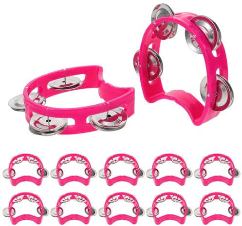 Mipcase 12 pièces Lot de Tambourins Plastique avec Clochettes Percussion à Main pour Garçon Fille et Adultes Instruments Musicaux Éducatifs pour Fêtes et Activités Groupe