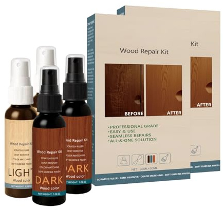 KOSLEOW Stucco per Legno Riempitivo, Kit Riparazione Legno e Parquet in 12 Colori, Ripara Graffi, Crepe, Buchi su Mobili, Pavimenti e Superfici in Legno, Facile da Usare, Senza Carteggiatura