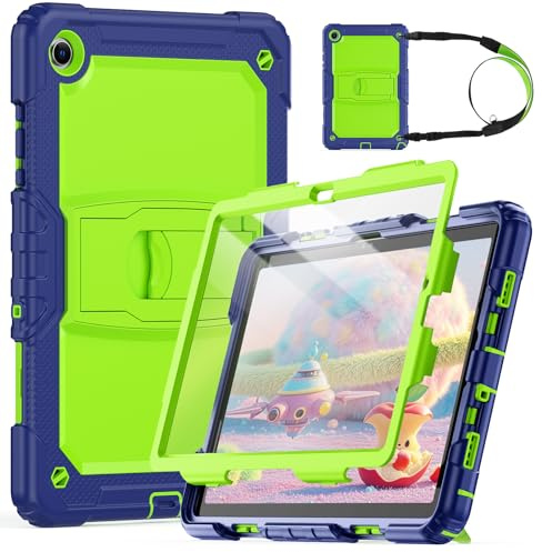 SEYMCY for Samsung Galaxy Tab A11+ /A9+ Plus Case 11 Inch | Full Body Shockproof with Screen Protector, Built-in Folding Stand, Shoulder Strap for Samsung A11+/A9+ Tablet Case, Green