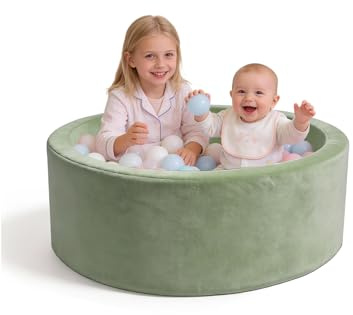 hoopyosms Piscina di Palline per Bambini, Piscina Morbida in Schiuma Rotonda, 90 x 30 cm Area Giochi Soft Play (Palline NON incluse), Verde