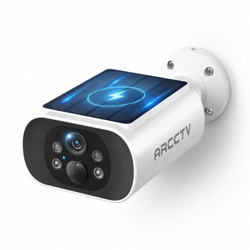 ARCCTV 4MP Solar Security Camera Outdoor Wireless, 2.4G/5G WiFi, C3 1 Pack | 2K/4MP, Soalr Battery Powered, PIR Motion Sensor, Night Vision, 2 Way Audio, 2,4G/5G WiFi, IP66, Suitable for C3 Base Kit