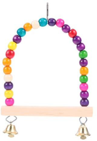 Abaodam Columpio Colgante para Pájaros Pequeño de Madera Natural, de Aves Varillas para Afilar Garras, Accesorio para Jaulas Adecuado para Loros y Mascotas, Colorido