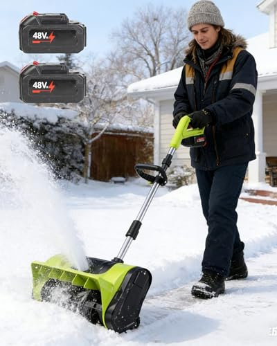 2026 Upgrade Electric Snow Blower Shovel, 20V Cordless Snow Shovel with Foldable Aluminum Pole, Adjustable Auxiliary Handle & Oversized Safety Shield, Back-Saving Shovel for Driveway