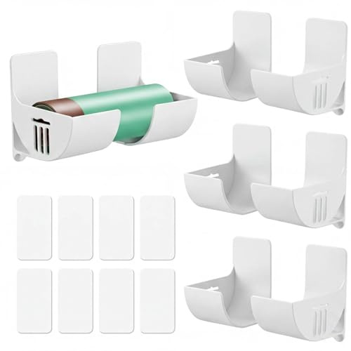 Gtwinsone 4 Paia Porta Sacchetti Spazzatura Porta Rotoli Alluminio e Pellicola Scatole Portaoggetti Autoadesivo Montate a Parete Muro Porta Sacchetti di Plastica per Cucina Armadio Bagno (Bianco)