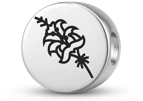 Persische Lilien-Charm-Perle, 925er-Sterlingsilber, Totem-Symbol-Anhänger, Charm-Emblem, spirituelles Siegel, Schmuck, Halskette, passend für Original-Armband-Schmuck