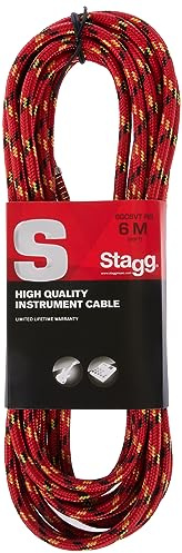 Stagg SGC6VT RD 6m S Series Vintage Tweed Instrument Cable - Red