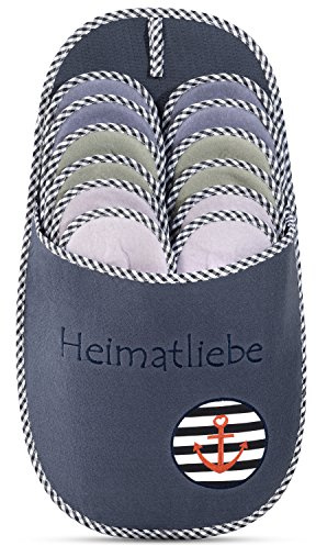 ONVAYA ABS Gästepantoffel Heimatliebe 6er Set | Gästehausschuhe | Pantoffeln | ABS Sohle | Hausschuhe