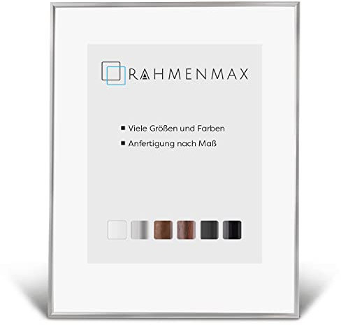 RahmenMax® Iowa Bilderrahmen 36x49 cm zum Aufhängen/Bilderrahmen Maßanfertigung möglich/Posterrahmen aus Kunststoff/Bilder Rahmen in Silber mit Antireflex Acrylglas/Puzzle Rahmen