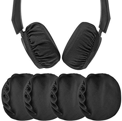 Geekria 2 Pares de Fundas para Auriculares de Tela Flexible, Lavables para Almohadillas para Auriculares supraaurales, Funda para el Sudor para Calidez y Comodidad (S/Negro)
