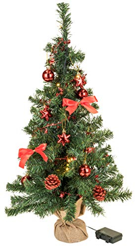 Bambelaa! Arbre de Noël Artificiel Arbre de Noël 75cm Intérieur avec décorations pour l'arbre de Noël Boules Arcs Lumières LED Minuteur