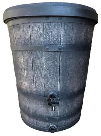 YERD Barril de lluvia cónico de 130 litros en aspecto de madera como madera real