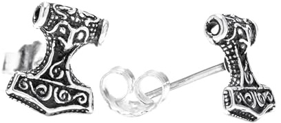 925 Sterlingsilber Vikings Ohrstecker 1 cm Wikinger Thorshammer Ohrschmuck Silberohrstecker