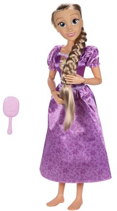 Disney Princess Rapunzel Puppe Playdate von Jakks Pacific, 80 cm groß und beweglich, Gelenkpuppe in meiner Größe im lila Kleid, Wird mit Bürste zum Kämmen ihres Langen goldenen Haares geliefert