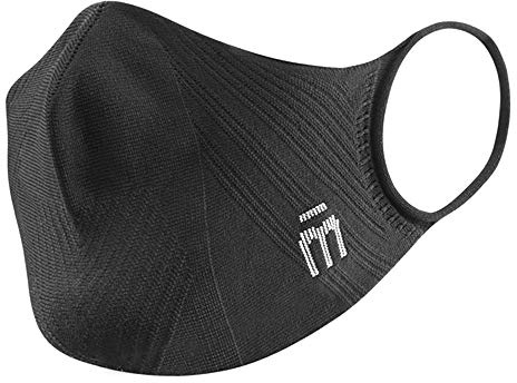 MICO P4PMASK Svart, Lätt återanvändbar sportmask, ergonomisk ansiktsmask för män och kvinnor, sömlös, snabbtorkande tvättbar mask, sportträningsmask, storlek M